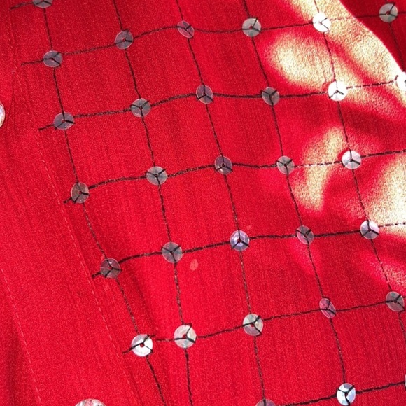 Vintage Rio Red Embellished Jacket & Top Set in Medium Really Pretty - Picture 6 of 10